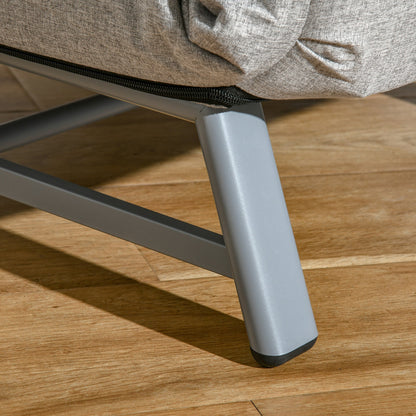 Single Reclining Chair with 5-Level Backrest and Extra Cushion, Fabric and Metal, 73x74x81cm, Grey