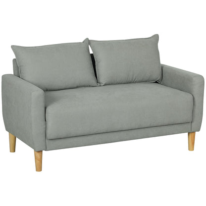 2 Seater Velvet Sofa with Lower Storage Compartment and Cushions, 140x72x82 cm, Grey
