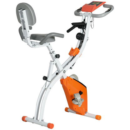 Folding Exercise Bike with 8-Level Magnetic Resistance, Heart Rate Sensor, 2.5kg Flywheel, Orange