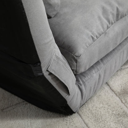 Folding Floor Sofa Lounger, 7-Level Reclining Backrest and Cushions, Modern Sofa for TV, Games, Reading, Yoga, Office, 130x73x60 cm, Light Grey