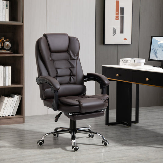 Presidential Style Reclining Office Chair with Footrest, 64.5x69x109-117 cm, Coffee