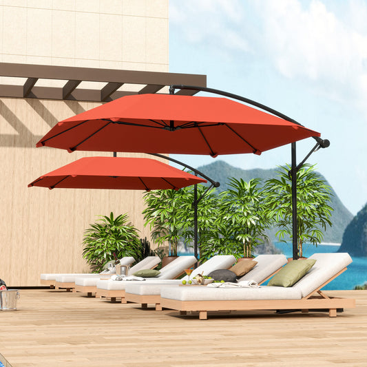 Cantilever Umbrella with Adjustable Cover and Cross Base, in Metal and Polyester, 260x304x245 cm, Bordeaux