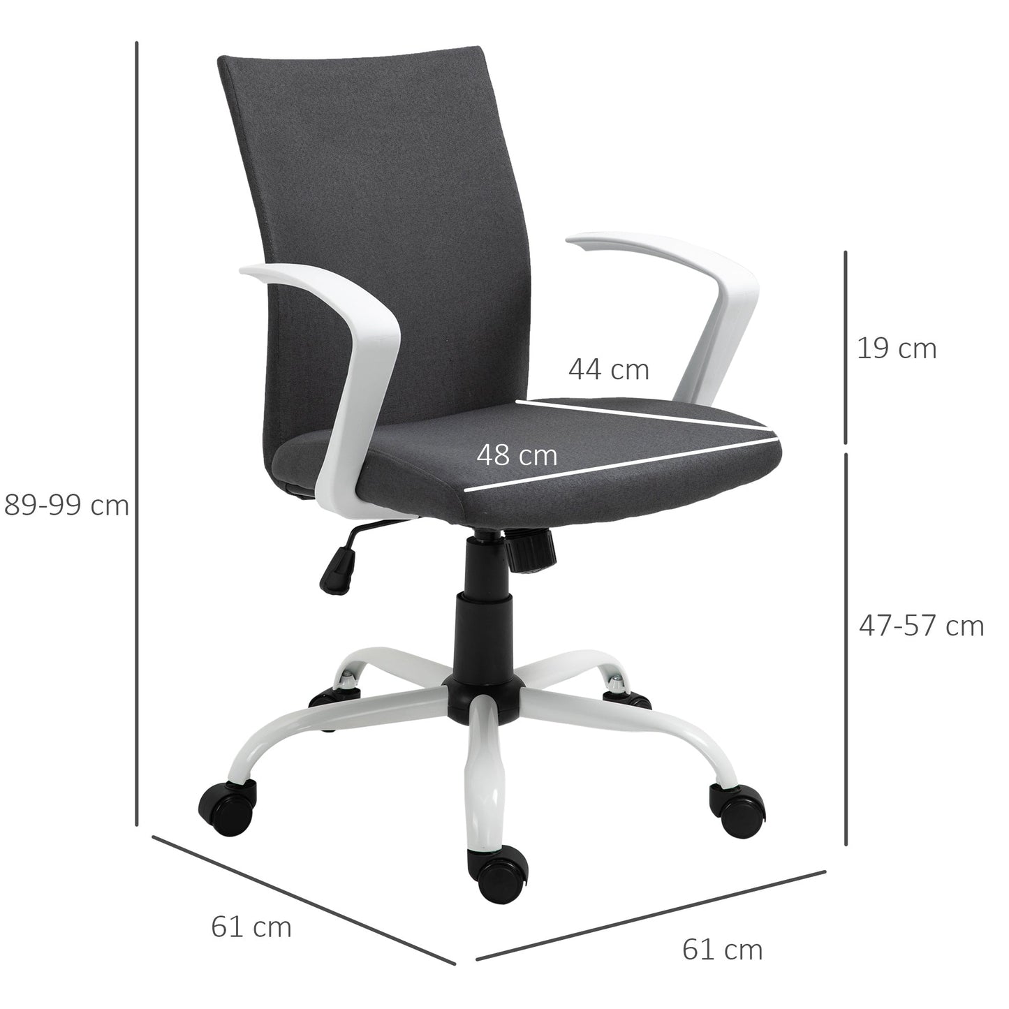 Ergonomic and Swivel Office Chair with Adjustable Height, 61x61x89-99 cm, Dark Grey