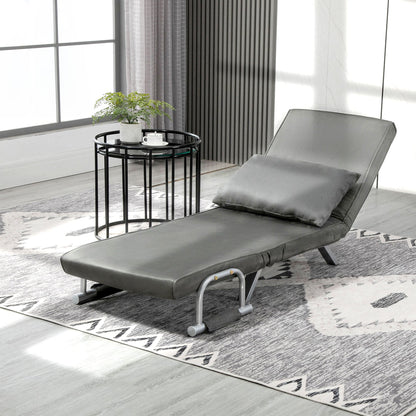 Armchair 2 in 1 Modern Sofa Bed with 5-Position Reclining Backrest, for Living Room and Bedroom, 65x69x80cm, Grey