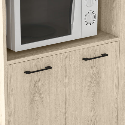 Kitchen Trolley with Open Shelf, 2-Door Cabinet and Side Shelf, 75x40x80.5 cm