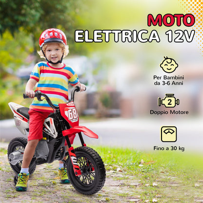 Electric Motorcycle for Children with Training Wheels and Charge Indicator, Made of PP and Metal, 107x56x70 cm, Red