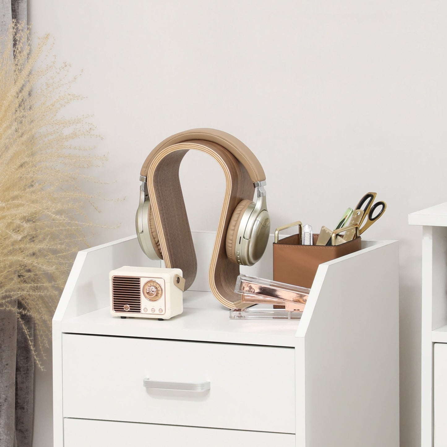 Wooden Office Chest with 4 Drawers, Wheels and Raised Edges, 40x36x65cm, White