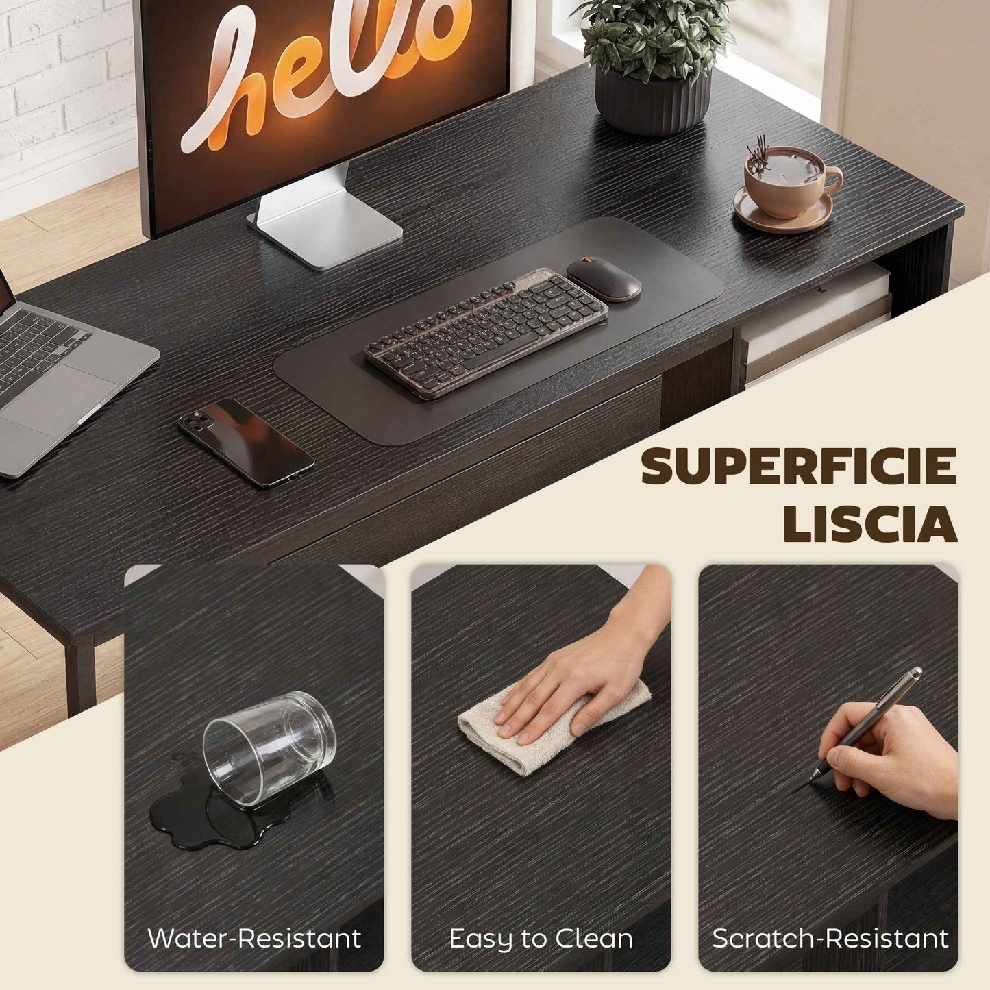 Office Desk Space-Saving Computer Table, 120x52.3 cm, Black