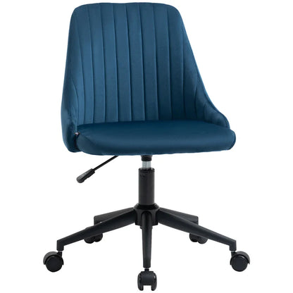 Blue Velvet Office Chair with Adjustable Height, Ergonomic 360° Swivel Chair with Wheels, 50x58x77-87cm