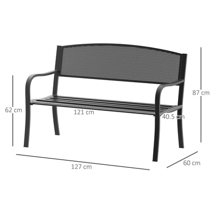 Outdoor Bench Garden Bench Max 240kg Metal 127 × 60 × 85cm Black