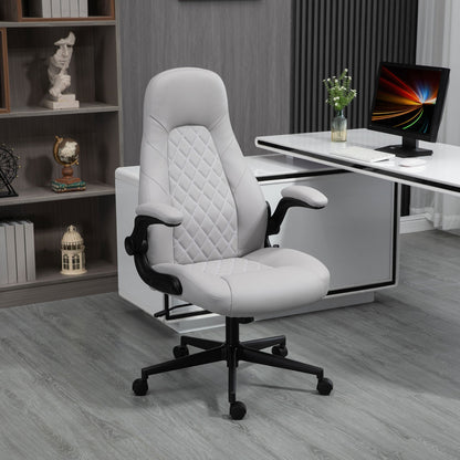 Ergonomic Office Chair with Folding Armrests and Adjustable Height, 67x70x112-122 cm, Grey