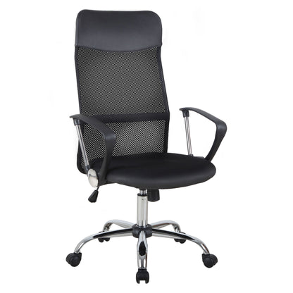 Ergonomic Office Chair Swivel and Rocking with Wheels, Adjustable Height and Mesh Backrest, 63x65x109-119 cm, Black