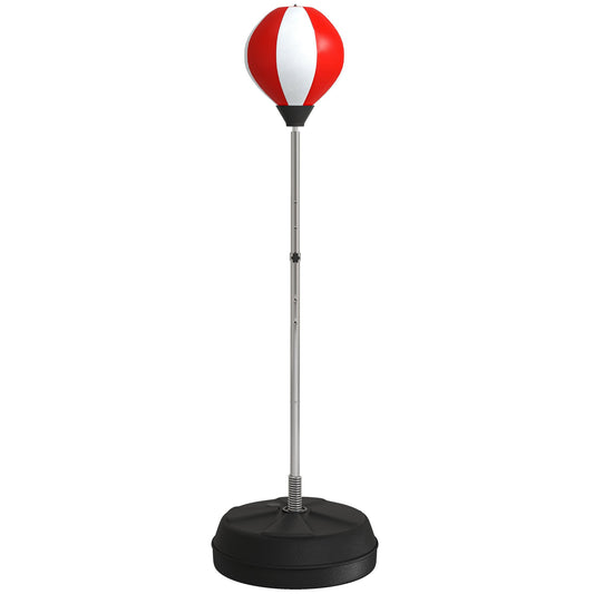 Height-Adjustable Floor Punching Ball with Gloves and Fillable Base, 43x43x126-144 cm, Red and White