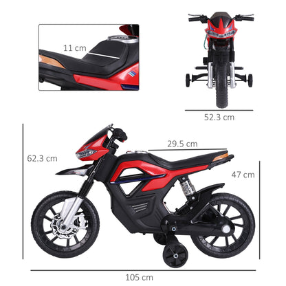 Motorcycle Cross for children, realistic and safe electric motor with headlights and red and black music