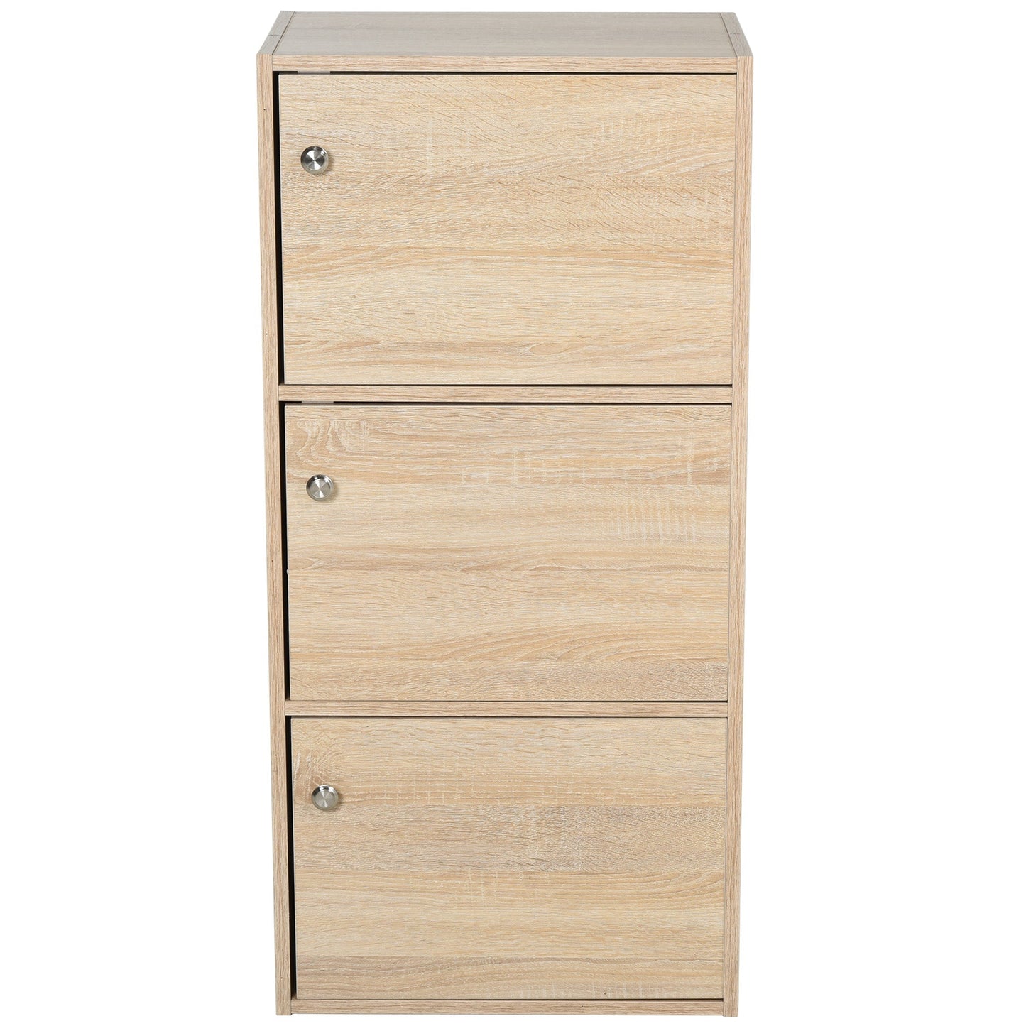 Multiuse cabinet with 3 wooden shelves and 3 doors for home or office 48 x 34 x 100cm