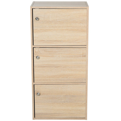 Multiuse cabinet with 3 wooden shelves and 3 doors for home or office 48 x 34 x 100cm