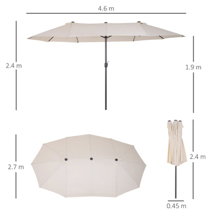 Beige Umbrella Garden Parasol and Double exterior fabric and polyester, 4.55 x 2.4m