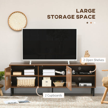 TV Cabinet up to 65" with 2 Cabinets and 2 Open Wooden Compartments, 150x40x56cm, Brown