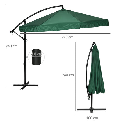 3x3m Garden Umbrella with Mosquito Net, Crank Opening and Cross Base, Green
