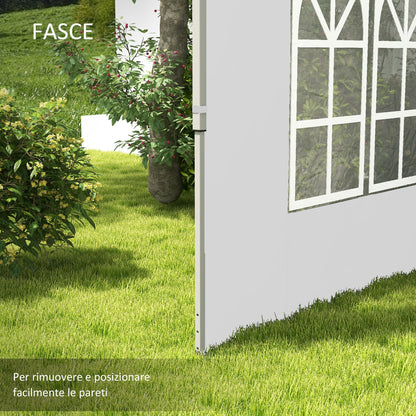 3x3 or 3x4 Gazebo Walls with Windows Included, Plastic and Oxford Fabric, 295x195 cm, White