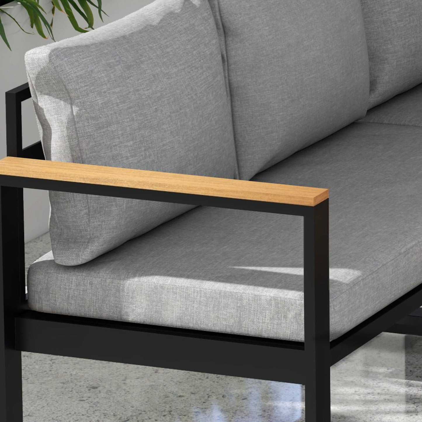 Garden Lounge Set with Outdoor Sofa, 2 Armchairs and Aluminium Coffee Table, Grey