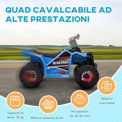 Quad Bike for Children 18-36 Months in PP and Metal, Max Speed 2.5 km/h, 70x41.5x48.5 cm, Blue Grey and Black