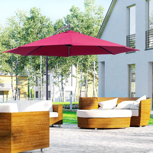 Garden Umbrella 3x2.5 m Tilting Arm with Crank, Dark Red