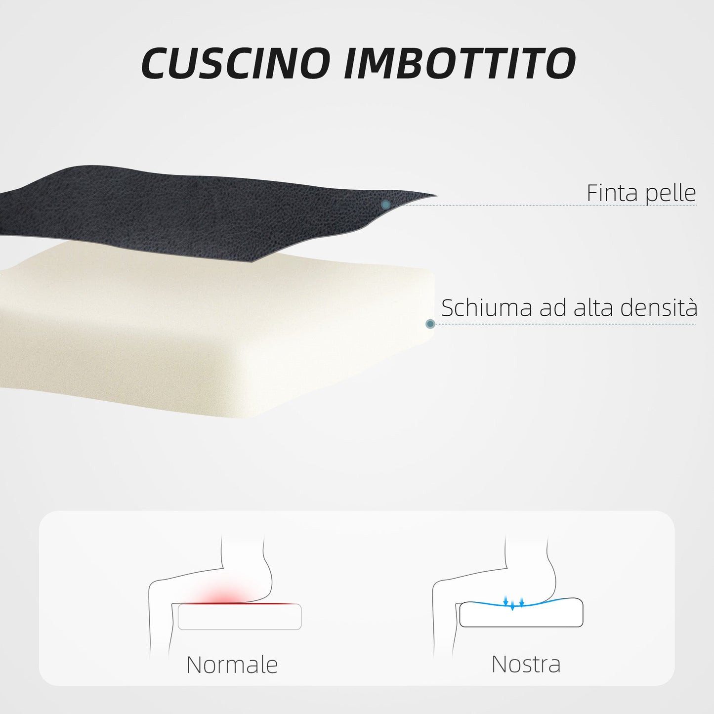 Height Adjustable Reclining Office Chair in Faux Leather and Steel, 60x68x95.5-105 cm, Black