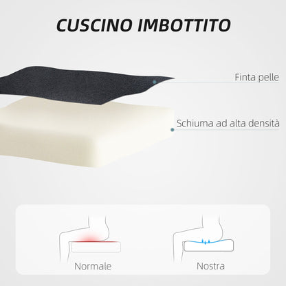 Height Adjustable Reclining Office Chair in Faux Leather and Steel, 60x68x95.5-105 cm, Black