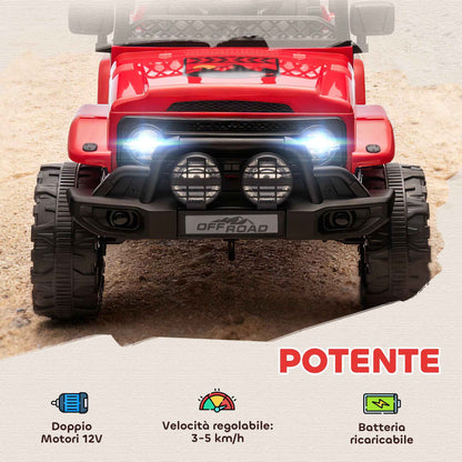Children's Off-Road Vehicle with Lights, Horn, Belt and Remote Control, Made of PP and Metal, 99x66x68.5 cm, Red