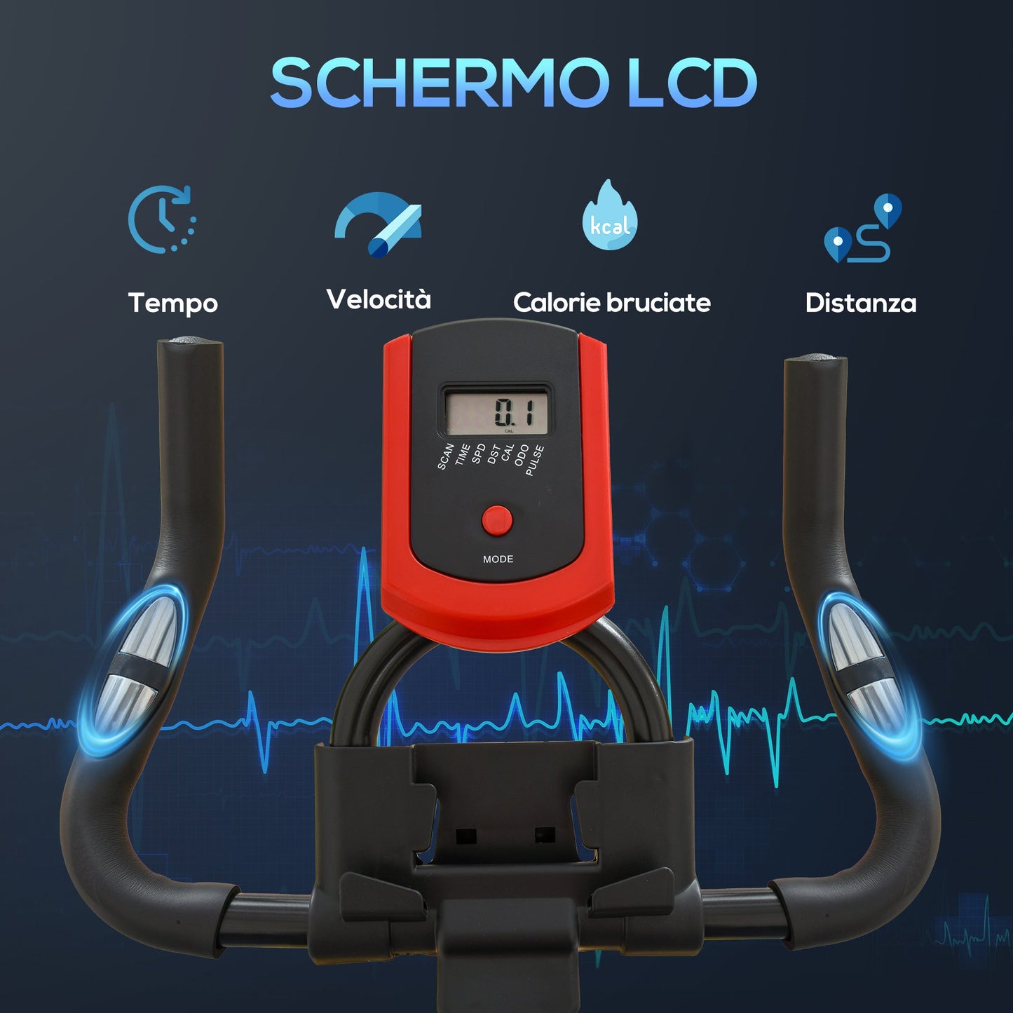 Professional Indoor Exercise Bike with Adjustable Seat, Monitor and 6kg Flywheel, Aerobic Fitness Training, 85×46×114cm