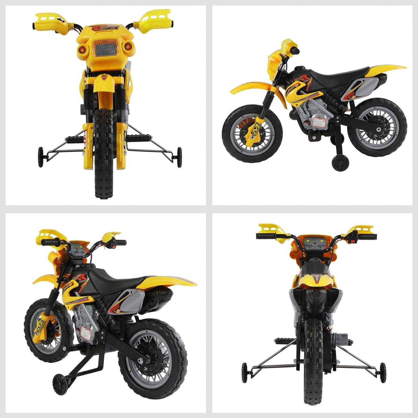 Moto Electric Cross with yellow wheel for children 3 years and more, 6v speed 6v 2.5km/h battery, 102 x 53 x 66cm