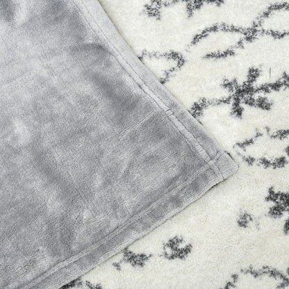 Grey 330 GSM Reversible Flannel Blanket for Indoor and Outdoor Use, 203x152x0.5 cm, Grey