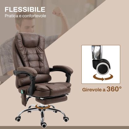 Office Chair Massage with Heat, Reclining and Adjustable Height, Brown