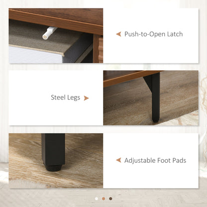 TV Cabinet up to 65" with 2 Cabinets and 2 Open Wooden Compartments, 150x40x56cm, Brown