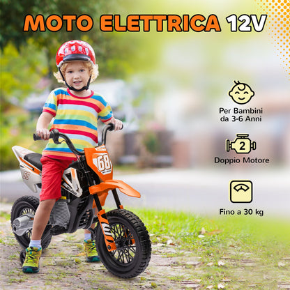 Electric Motorcycle for Kids with Removable Training Wheels, Suspension, Sounds and Charge Indicator, Orange