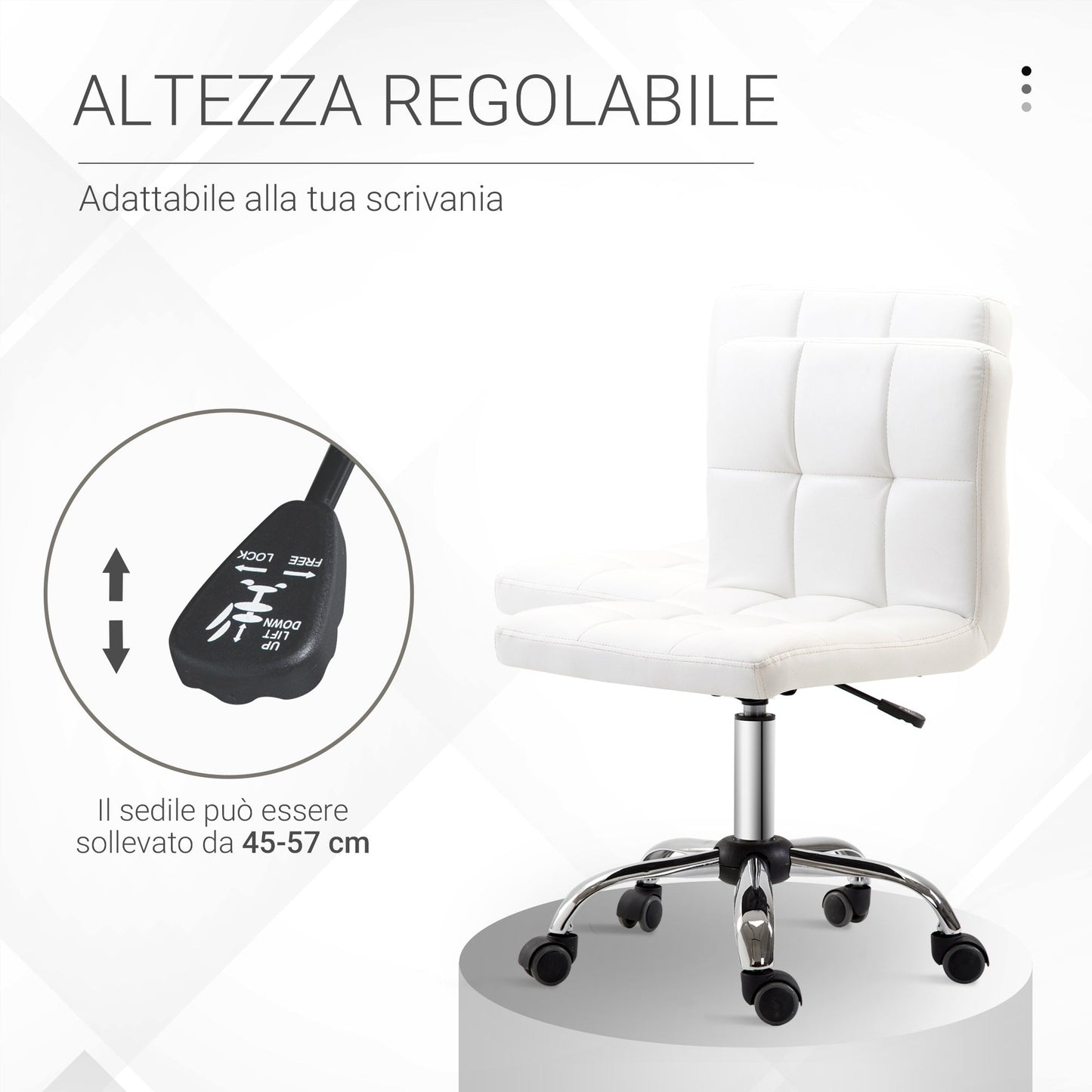 Ergonomic Office Chair, Swivel Chair, Height-Adjustable Synthetic Leather 46 × 51 × 80-92cm