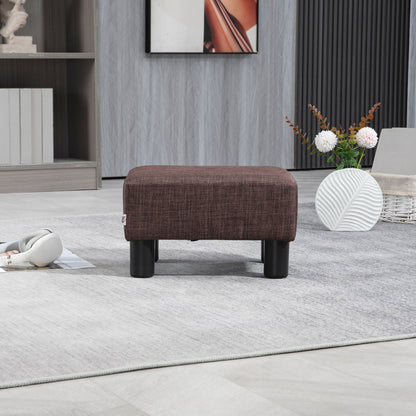 Pouf Footstool in Linen Effect Fabric Padded, 40x30x24cm, Dark Brown