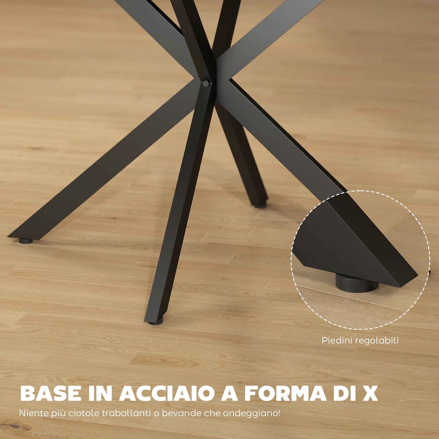 Industrial Dining Table for 4-6 People with Round Drop-Leaf Top, in Wood and Steel, 135x100x75 cm
