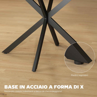 Industrial Dining Table for 4-6 People with Round Drop-Leaf Top, in Wood and Steel, 135x100x75 cm