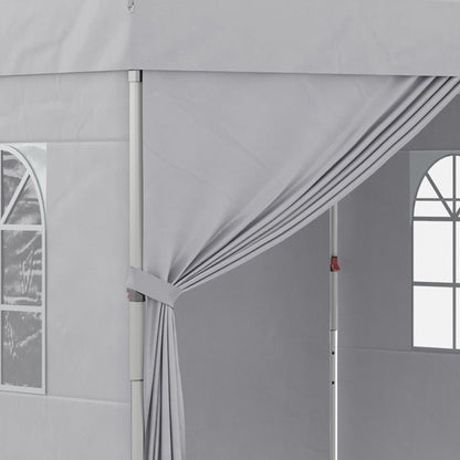 3x3m Folding Gazebo with 3-Level Adjustable Height, Windows and Carry Bag, Light Grey