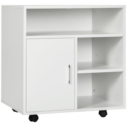 Printer Cabinet with Open Shelves and Wooden Cabinet, 60x50x65.5cm, White