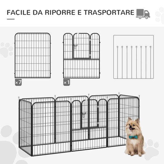 Modular Metal Dog Playpen with 8 Panels for Indoor & Outdoor Use – 80 × 100 cm