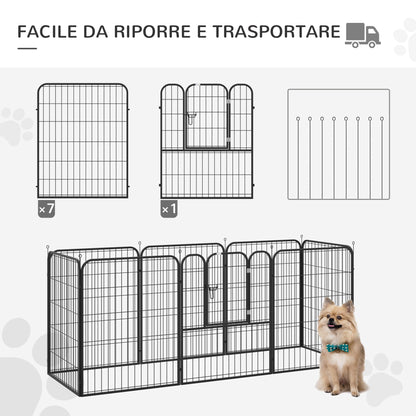 Dog Playpen and Puppy Playpen, Modular Indoor and Outdoor Dog Playpen in Metal and Steel 8 Panels 80x100cm