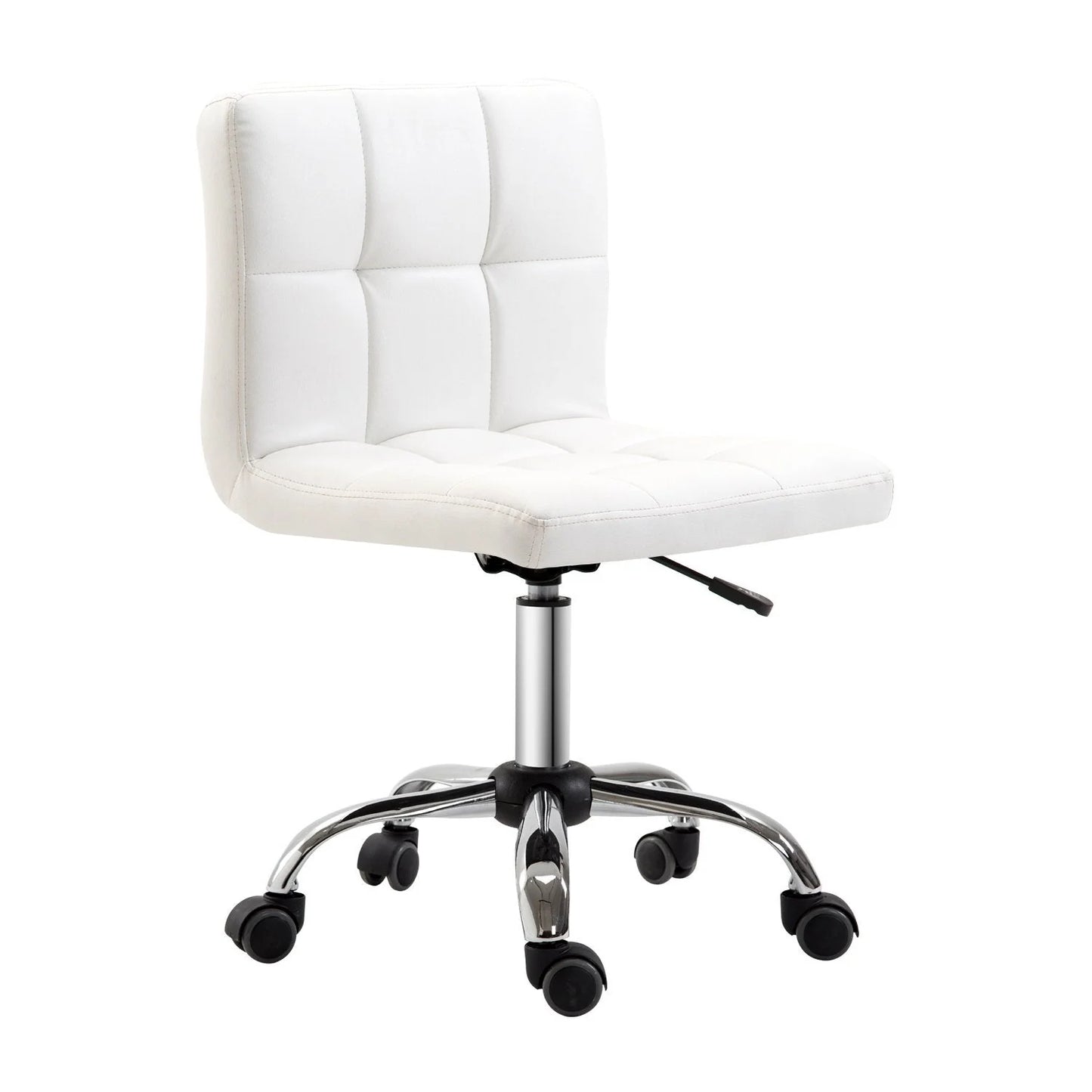 Ergonomic White Swivel Office Chair with Adjustable Height and PU Leather Finish