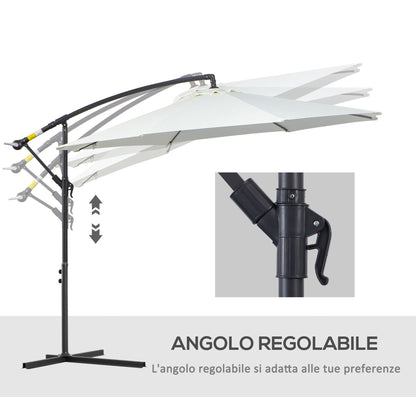 Outdoor Umbrella 3x2.5m with Crank, in Steel and Anti-UV Polyester, Cream