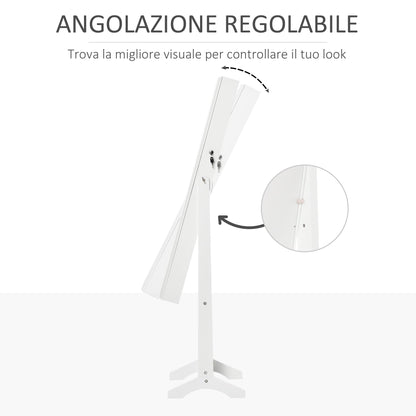 Lockable Jewelry Cabinet with Mirror and Organizer for Rings, Necklaces and Earrings, White