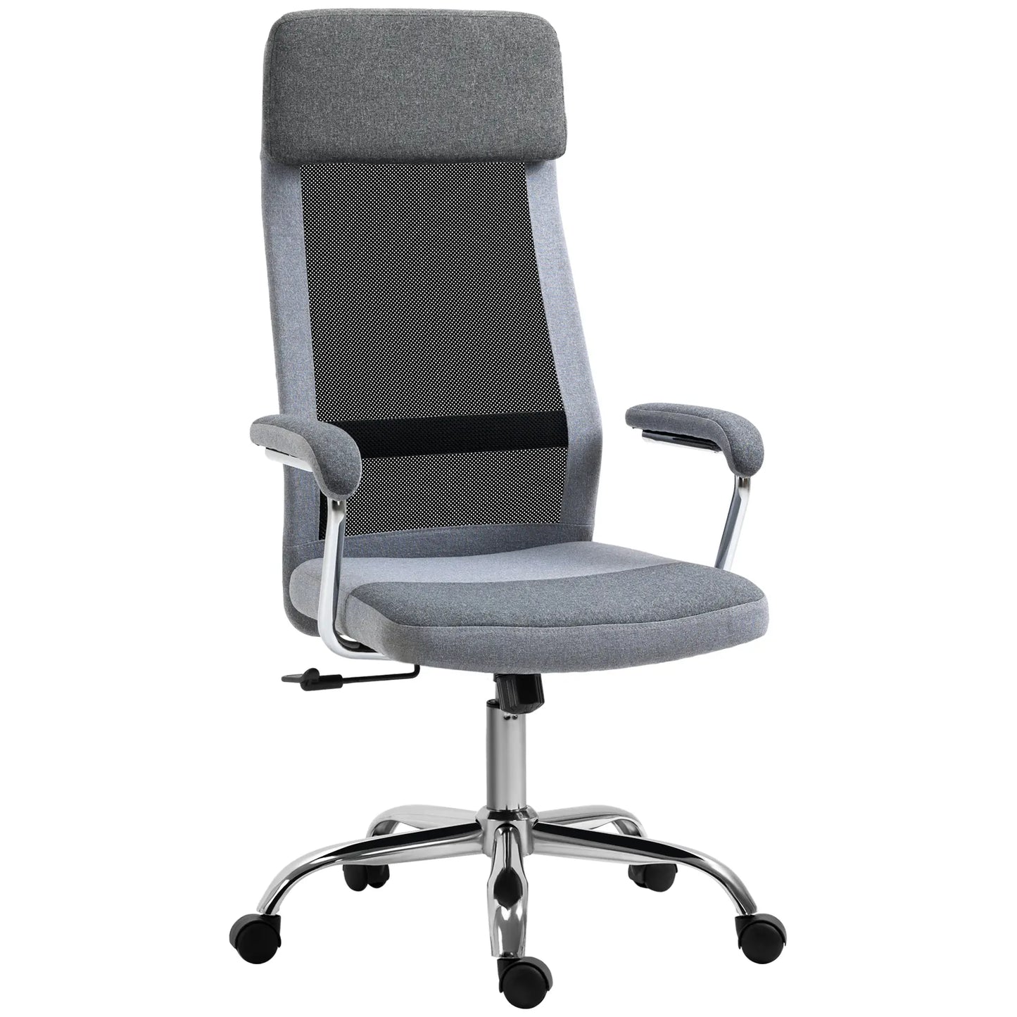 Ergonomic Swivel Office Chair, Adjustable Height and Rocking, Mesh Fabric Armchair 65x67x119-129cm Grey