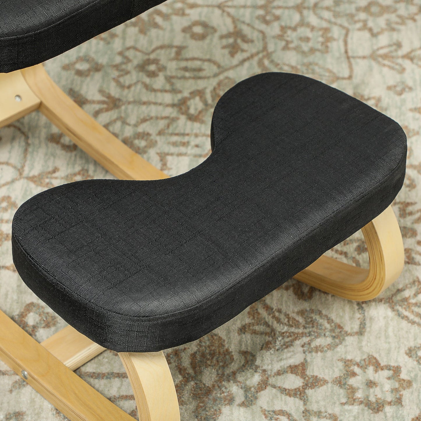 Ergonomic Rocking Kneeling Chair in Black Linen Finish