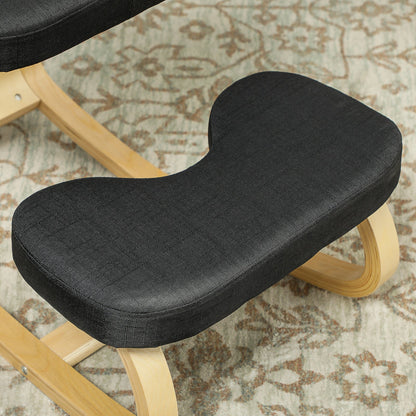 Ergonomic Rocking Kneeling Chair in Black Linen Finish